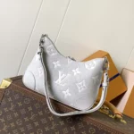 Louis Vuitton LV Women Boulogne PM Embossed Grained Cowhide Leather-Gray
