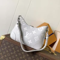 Louis Vuitton LV Women Boulogne PM Embossed Grained Cowhide Leather-Gray (10)