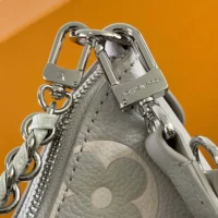 Louis Vuitton LV Women Boulogne PM Embossed Grained Cowhide Leather-Gray (10)
