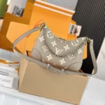 Louis Vuitton LV Women Boulogne PM Embossed Grained Cowhide Leather-Gray M13224