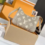 Louis Vuitton LV Women Boulogne PM Embossed Grained Cowhide Leather-Gray M13224
