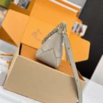 Louis Vuitton LV Women Boulogne PM Embossed Grained Cowhide Leather-Gray M13224