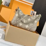 Louis Vuitton LV Women Boulogne PM Embossed Grained Cowhide Leather-Gray M13224