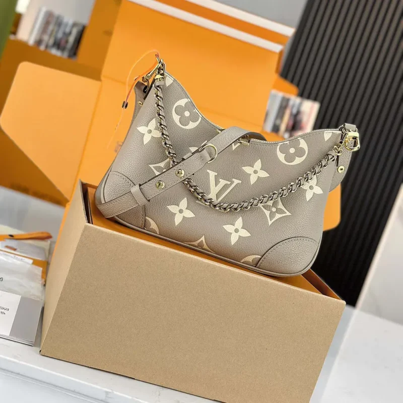 Louis Vuitton LV Women Boulogne PM Embossed Grained Cowhide Leather-Gray M13224