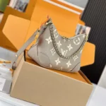Louis Vuitton LV Women Boulogne PM Embossed Grained Cowhide Leather-Gray M13224