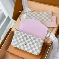 Louis Vuitton LV Women Felicie Pochette Damier Azur Canvas N40491 (1)