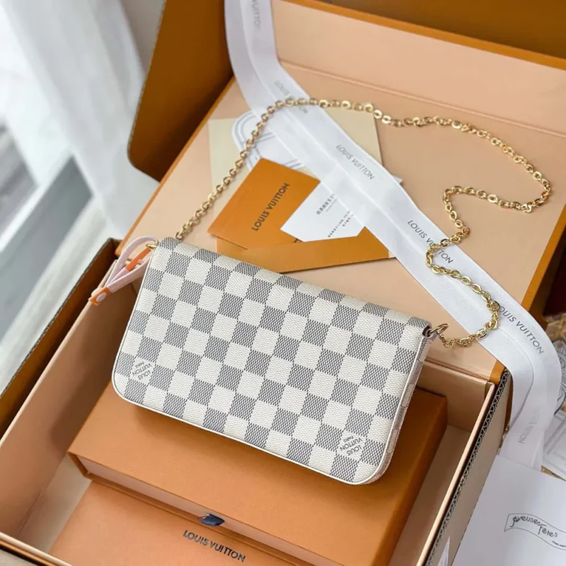 Louis Vuitton LV Women Felicie Pochette Damier Azur Canvas N40491
