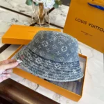 Cappello da pescatore unisex in denim Louis Vuitton con cotone blu
