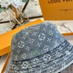 Cappello da pescatore unisex in denim Louis Vuitton con cotone blu