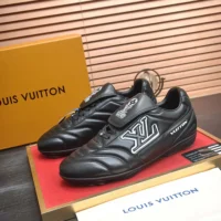 Louis Vuitton Unisex LV Footprint Soccer Sneaker-Black 1AHAI1 (1)