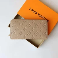 Louis Vuitton Unisex Zippy Wallet Monogram-embossed Lambskin-Taupe Brown (2)