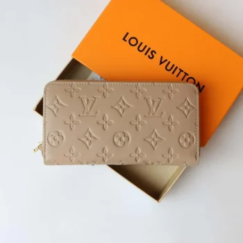 Louis Vuitton Unisex Zippy Wallet Monogram-embossed Lambskin-Taupe Brown