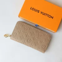 Louis Vuitton Unisex Zippy Wallet Monogram-embossed Lambskin-Taupe Brown (2)