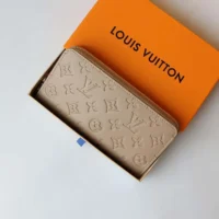 Louis Vuitton Unisex Zippy Wallet Monogram-embossed Lambskin-Taupe Brown (2)