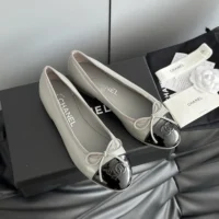 Chanel Women Ballerinas in Lambskin & Patent Calfskin-Grey (5)