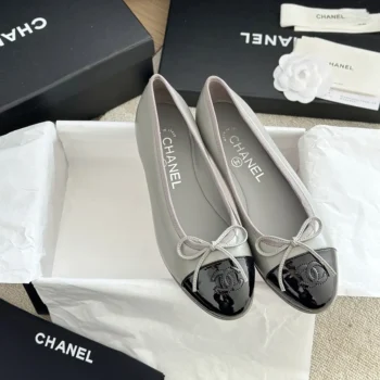 Chanel Women Ballerinas in Lambskin & Patent Calfskin-Grey