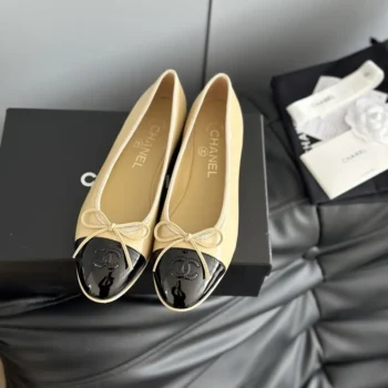 Chanel Women Ballerinas in Lambskin & Patent Calfskin-Sandy