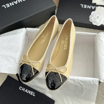 Chanel Women Ballerinas in Lambskin & Patent Calfskin-Sandy