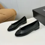 Chanel Damen Ballerinas Lack Kalbsleder-Schwarz
