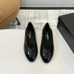 Chanel Damen Ballerinas Lack Kalbsleder-Schwarz