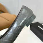 Chanel Women Ballet Flats Patent Calfskin-Gray/Black