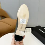 Chanel Women Ballet Flats Patent Calfskin-Gray/Black