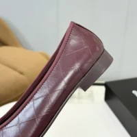 Chanel Women Ballet Flats Patent Calfskin-MaroonBlack (4)