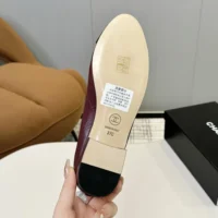 Chanel Women Ballet Flats Patent Calfskin-MaroonBlack (4)