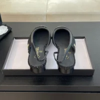 Ballerine Chanel da donna in tweed grosgrain-nero (1)