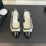 Ballerines Chanel pour femme en tweed gros-grain blanc