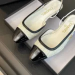 Ballerines Chanel pour femme en tweed gros-grain blanc