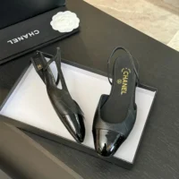 Chanel Women Slingbacks Goatskin Grosgrain-Black (1)