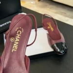 Chanel Women Slingbacks Goatskin Grosgrain-Maroon