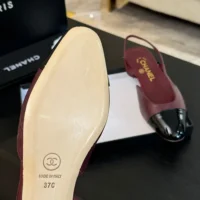 Chanel Women Slingbacks Goatskin Grosgrain-Maroon (1)