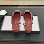 Chanel Women Slingbacks Goatskin Grosgrain-Maroon