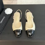 Chanel Women Slingbacks Goatskin Grosgrain-White