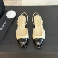 Chanel Women Slingbacks Goatskin Grosgrain-White
