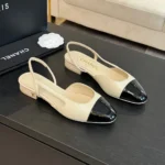 Chanel Women Slingbacks Goatskin Grosgrain-White