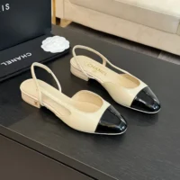 Chanel Women Slingbacks Goatskin Grosgrain-White (1)
