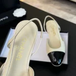 Chanel Women Slingbacks Goatskin Grosgrain-White