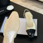 Chanel Women Slingbacks Goatskin Grosgrain-White - Bild 9