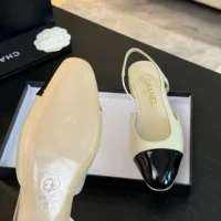 Chanel Women Slingbacks Goatskin Grosgrain-White (1)