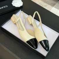 Chanel Women Slingbacks Goatskin Grosgrain-White (1)