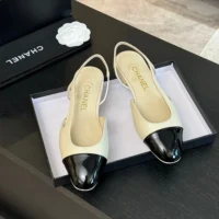 Chanel Women Slingbacks Goatskin Grosgrain-White (1)