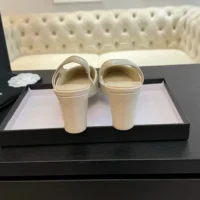Chanel Women Slingbacks Goatskin Grosgrain in 65mm Heel-Beige (2)
