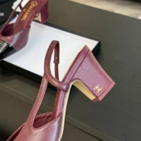 Chanel Women Slingbacks Goatskin Grosgrain in 65mm Heel-Maroon (1)