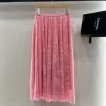 Dior Women Dioriviera Mid-Length Flared Skirt Cherry Blossom Pink 541J75B898