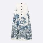 Dior Women Dioriviera Mid-Length Flared Skirt White and Blue Toile de Jouy