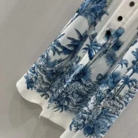 Dior Women Dioriviera Mid-Length Flared Skirt White and Blue Toile de Jouy (1)