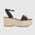 Alpargatas Gucci GG para mujer con bocado de caballo - Negras 816692H63201000